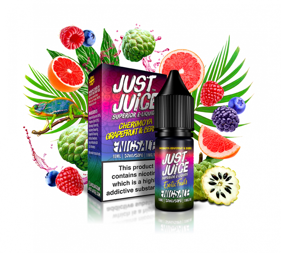 JUST JUICE EXOTIC FRUITS 10ML NIC SALT CHERIMOYA, GRAPEFRUIT & BERRIES (5) Main image