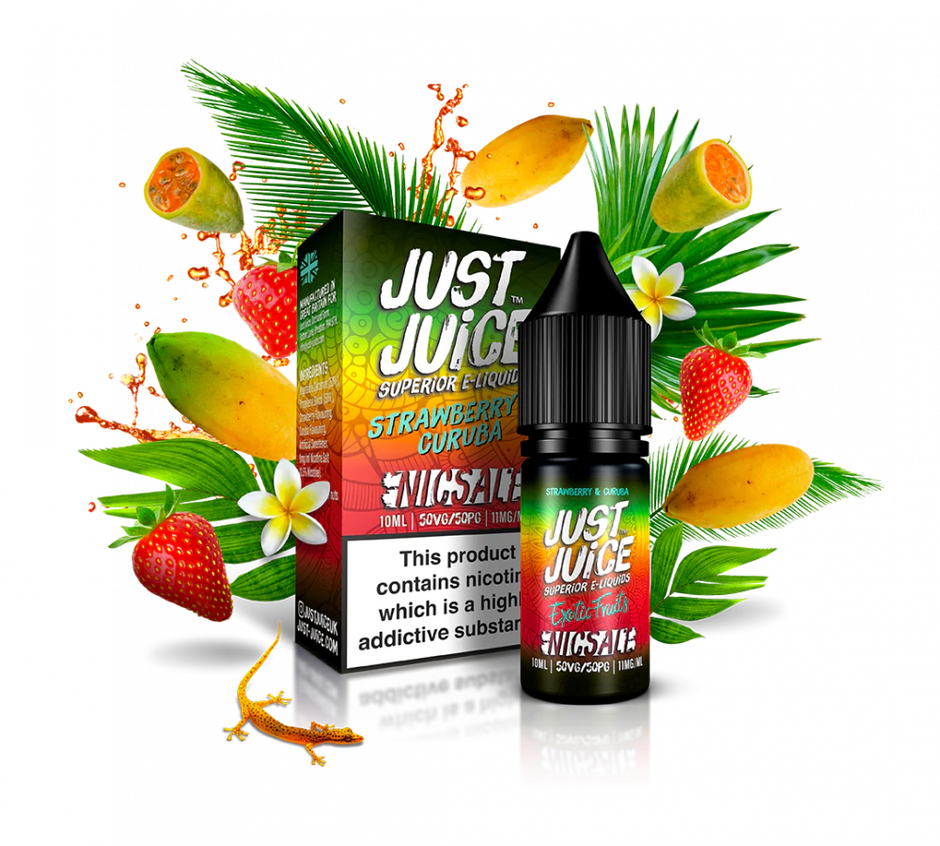 JUST JUICE EXOTIC FRUITS 10ML NIC SALT STRAWBERRY & CURUBA (5) Main image