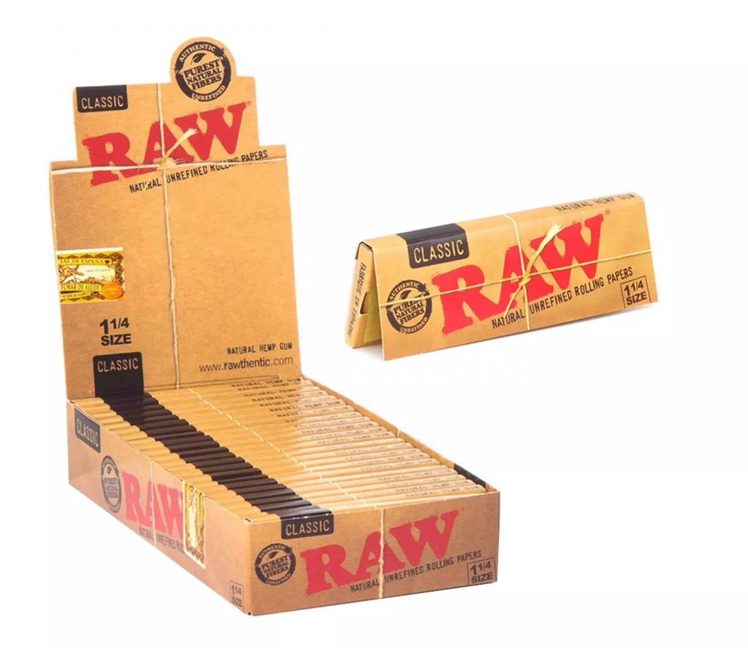 Raw Natural Unrefined Rolling paper 1 1/4 Classic 24 packs Main image