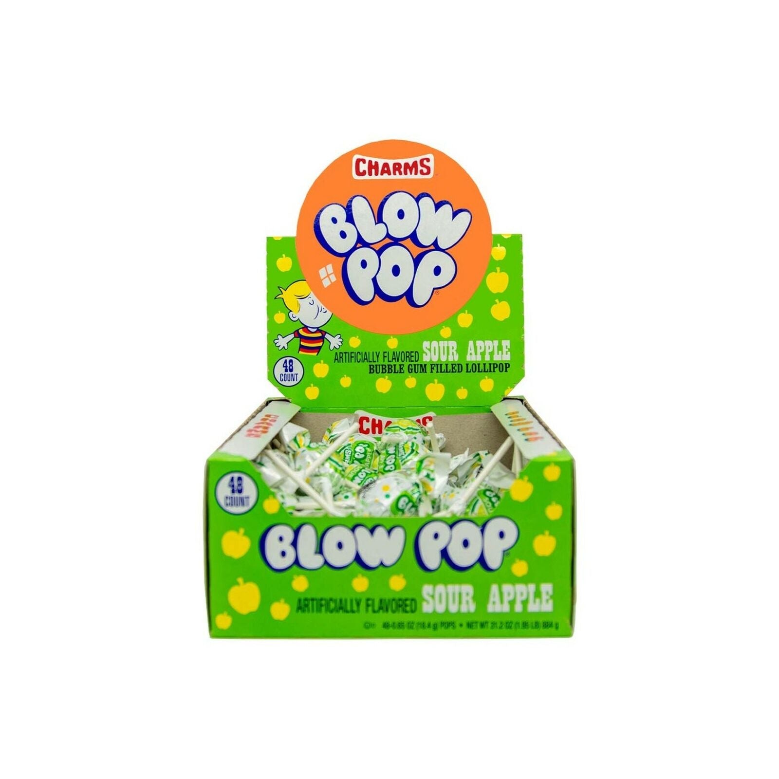 Charms Blow Pop Sour Apple Bubblegum Filled Lollipop 48 Pack Main image