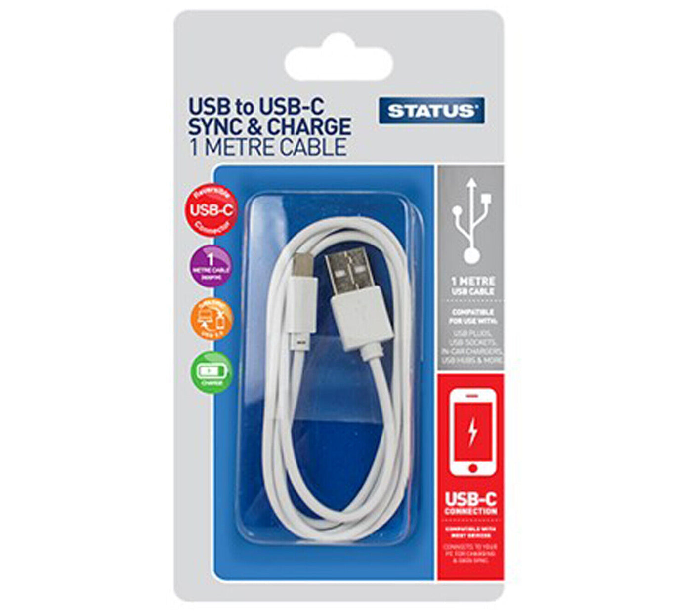 STATUS USB to USB-C SYNC & CHARGE CABLE 1M (6) Main image