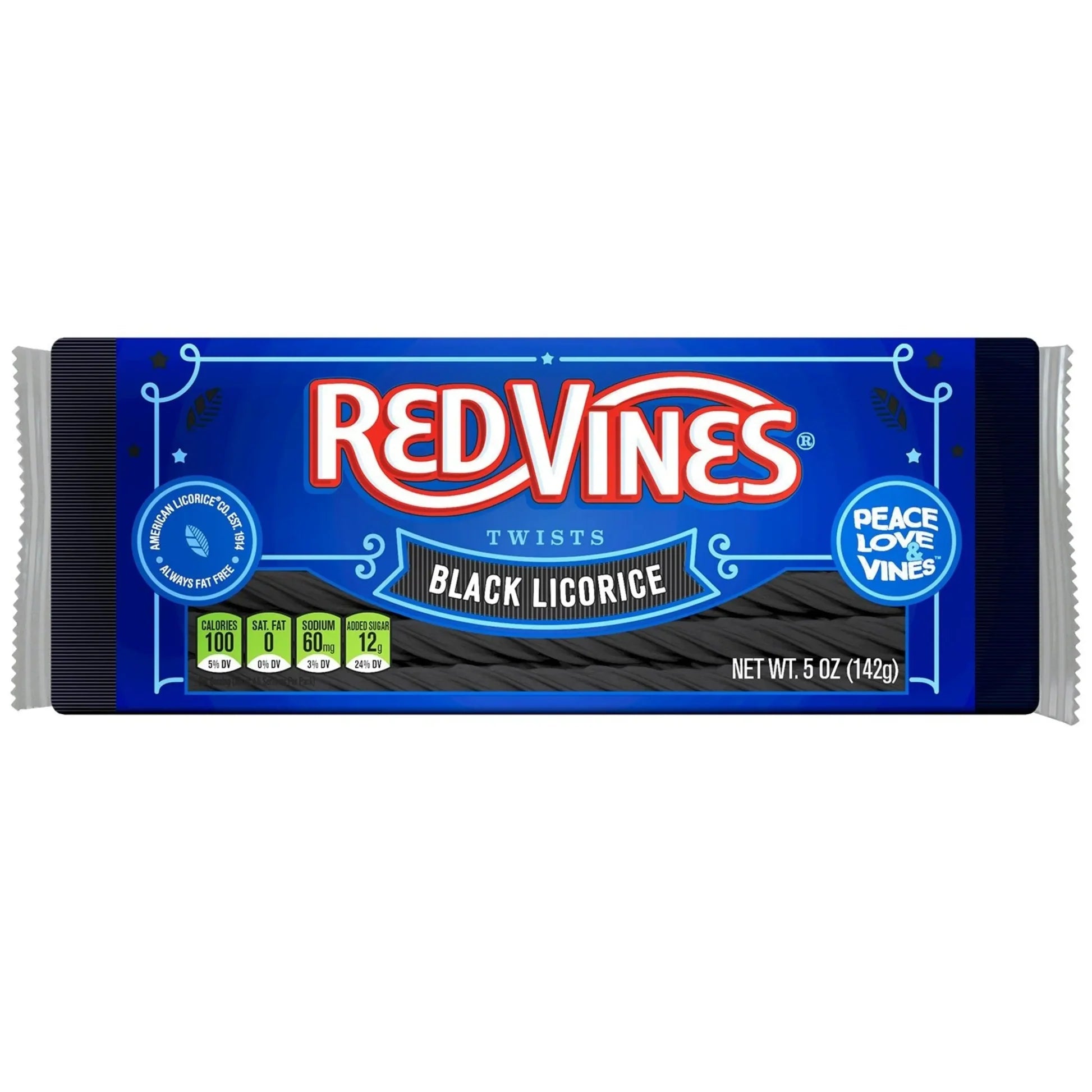 Red Vines Black Licorice Candy Twists 5oz x 142g Tray Main image