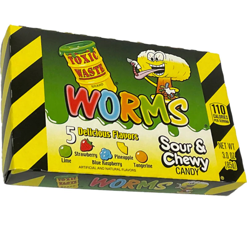 Toxic Waste Worms Sour & Chewy Candy 85g Theatre Box Main image