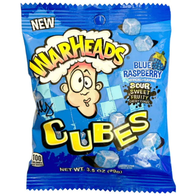 Warheads Blue Raspberry Cubes Peg Bags 12x99g Main image