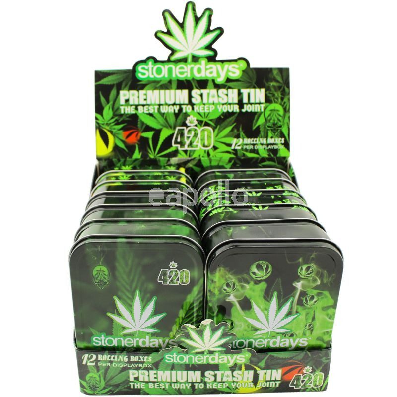 Metal Stash Tin With Leave Print Main image
