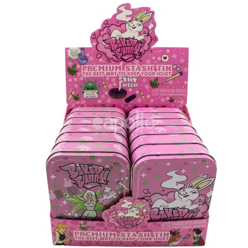 Metal Stash Tin With Baked Bunny Print